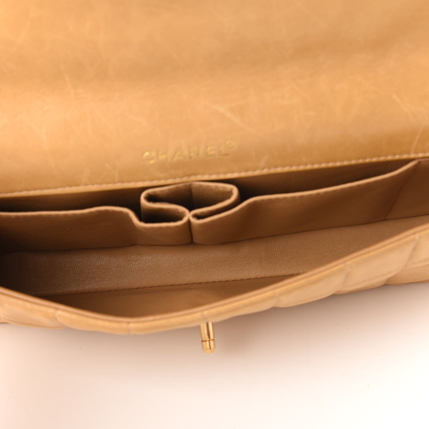 Chanel Lambskin East West Chocolate Bar Flap Beige 5 of 10