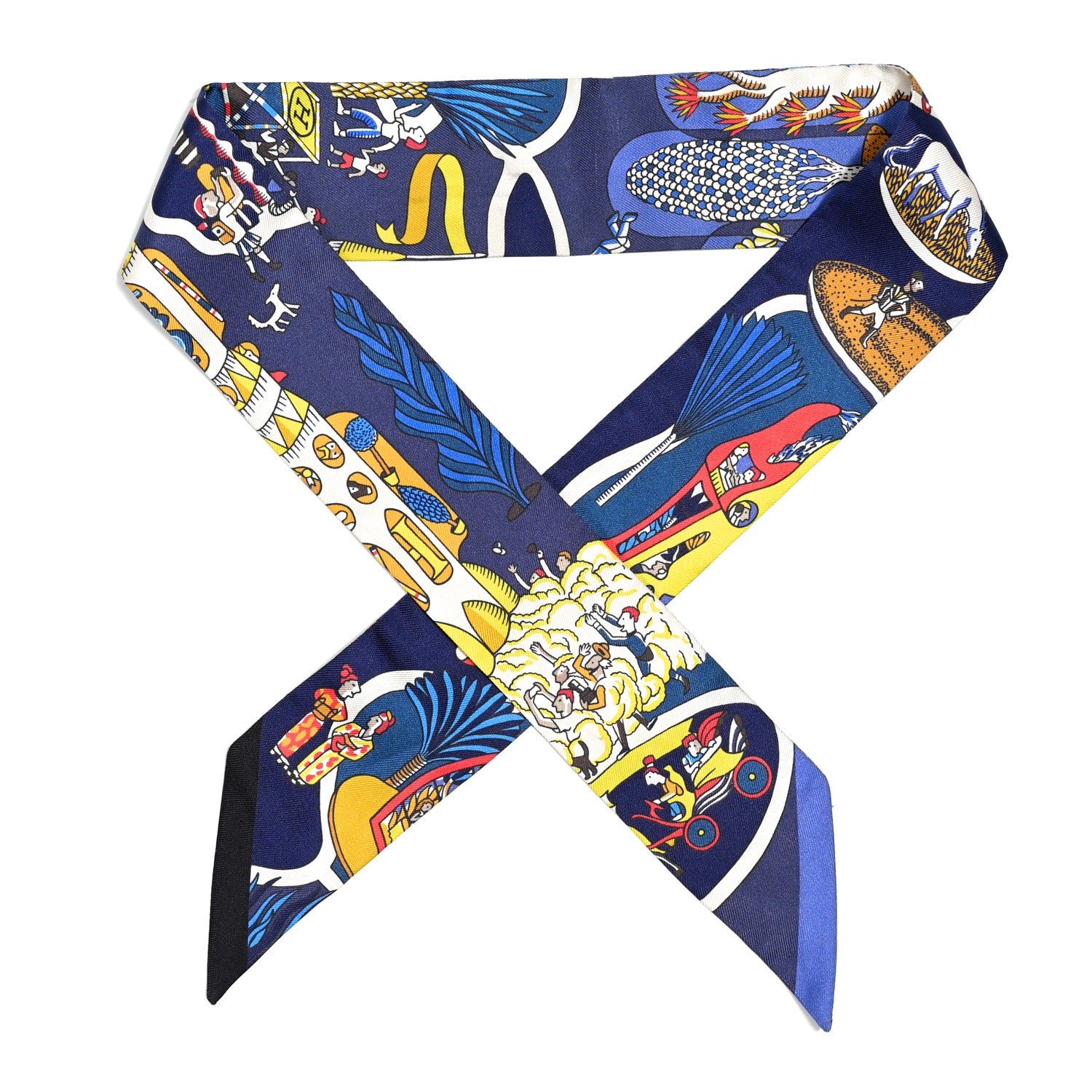 Hermes Silk Exposition Universelle Twilly Bleu Jaune Vif Rouge 1 of 7