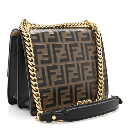 Fendi Vitello Liberty Bi-Color FF 1974 Embossed Small Kan U Shoulder Bag Maya Black 3 of 11