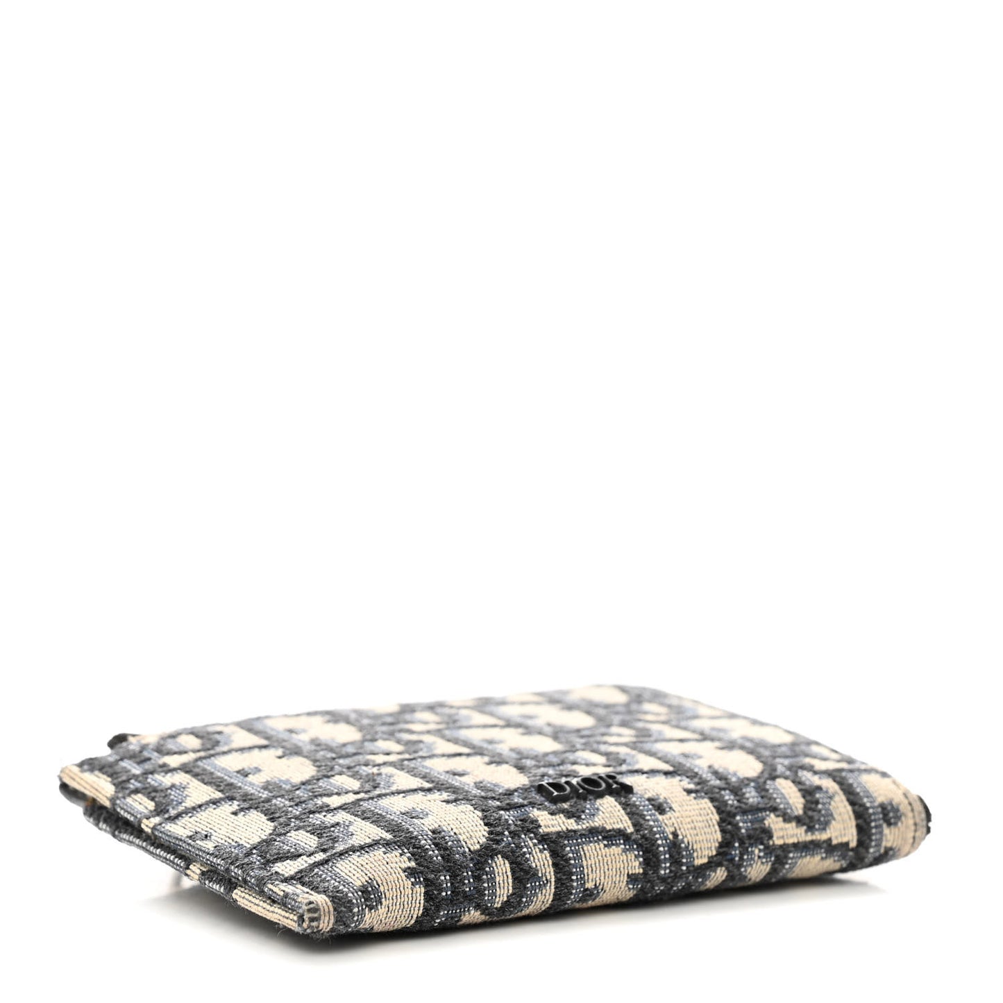 Oblique Zipped Card Holder Navy Blue