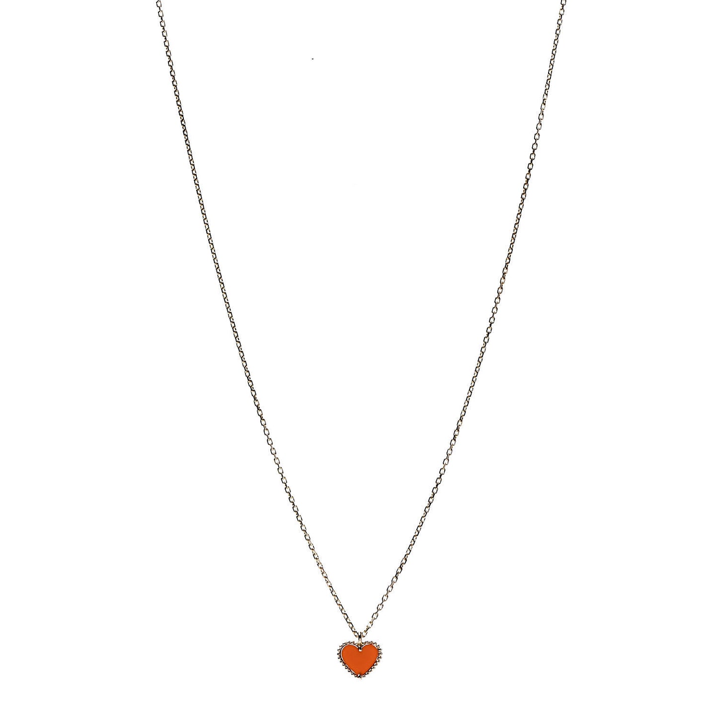 18K Rose Gold Carnelian Sweet Alhambra Heart Pendant Necklace