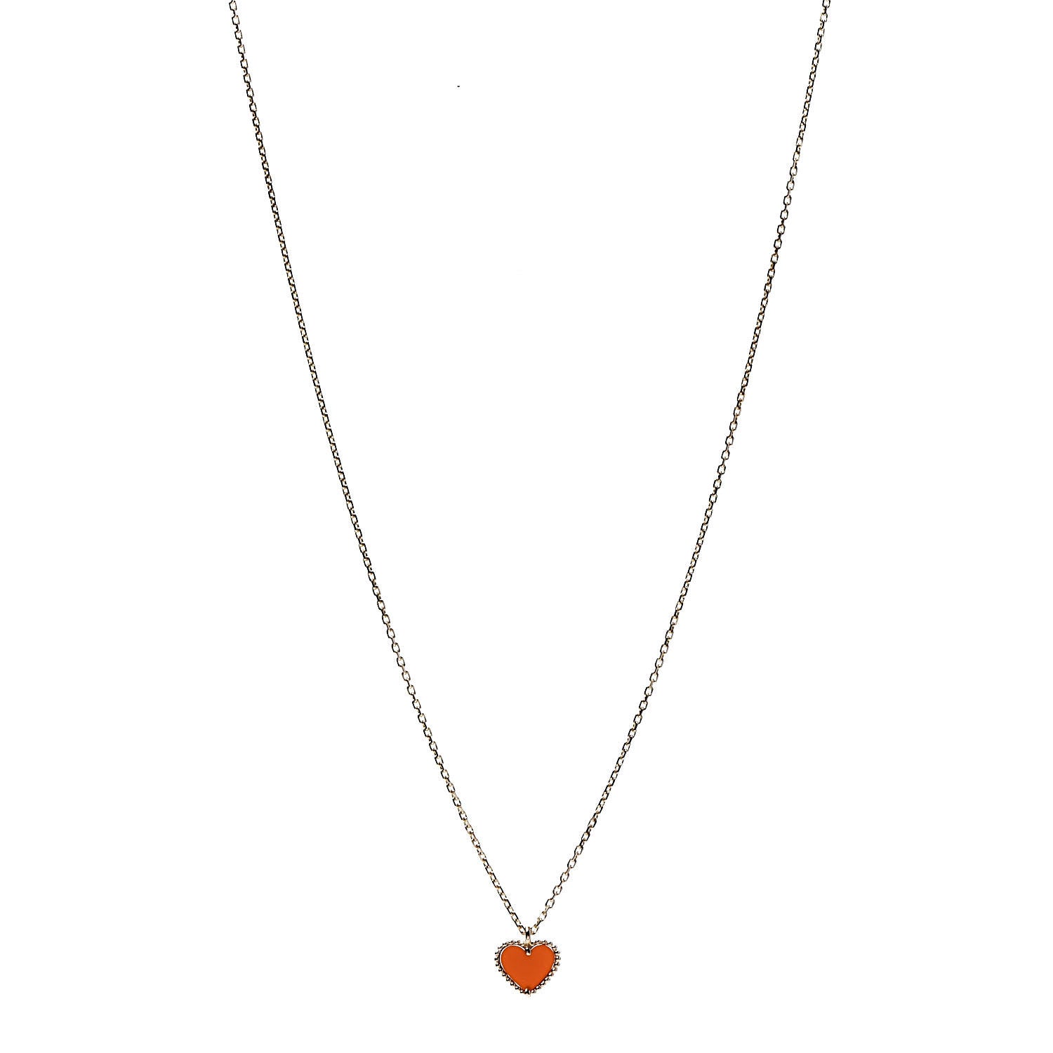 Van Cleef & Arpels 18K Rose Gold Carnelian Sweet Alhambra Heart Pendant Necklace 1 of 7