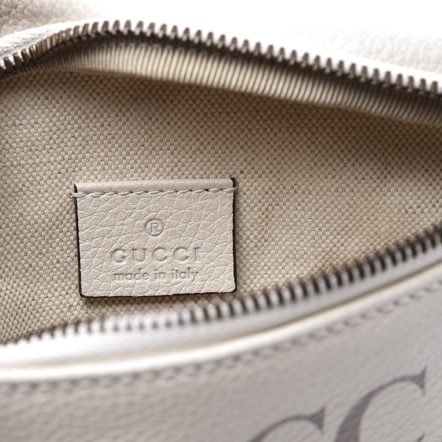 Grained Calfskin Small Logo Belt Bag White
