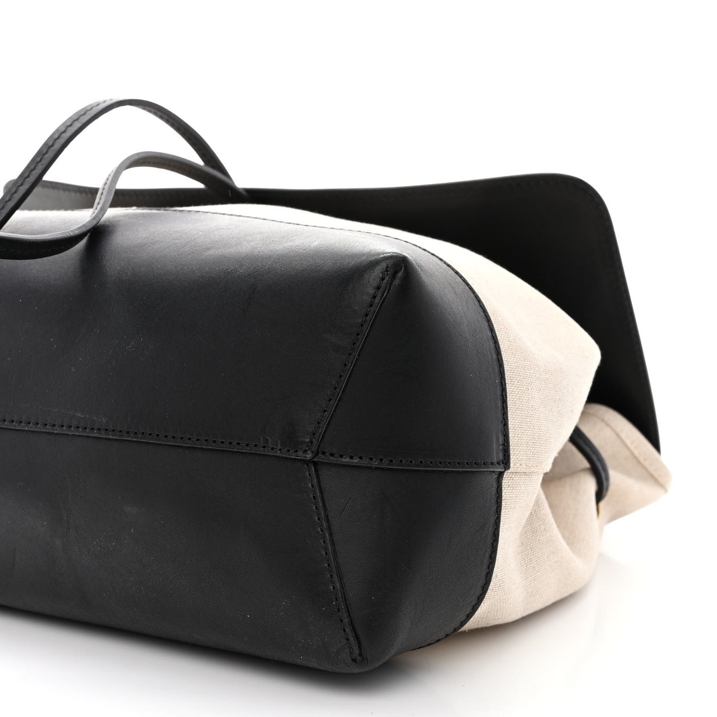 Canvas Calfskin Lady Bag Creme Black