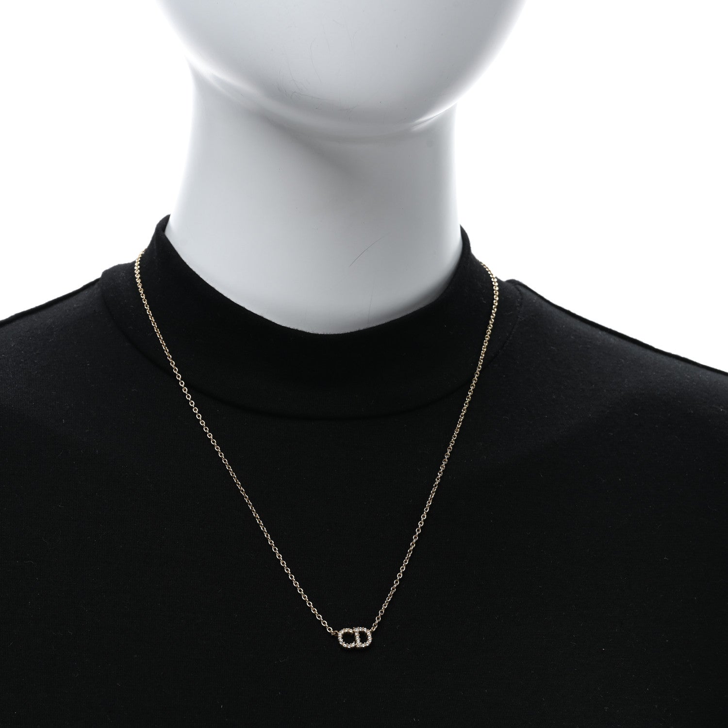 Christian Dior Metal Crystal Clair D Lune Necklace Gold 2 of 5
