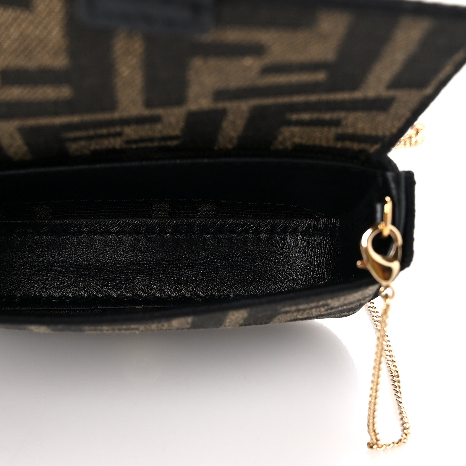 Fendi Fabric Jacquard FF 1974 Nano Baguette Charm Tobacco Moro Black 5 of 8