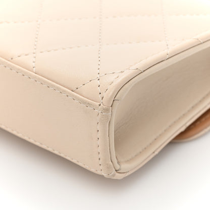 Chanel Lambskin Quilted Bi-Color Top Handle Clutch With Chain Beige Brown 11 of 11