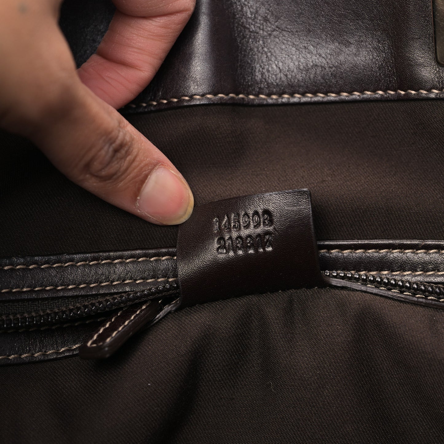 Monogram Large Punch Tote Dark Brown