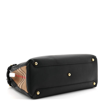 Burberry Derby Calfskin House Check Large Banner Tote Black 4 of 12