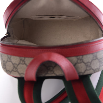 Gucci GG Supreme Monogram Web Bosco Patch Dome Backpack Beige Malva Hibiscus Red 5 of 10
