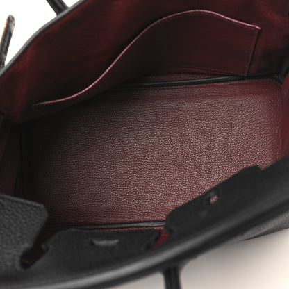 Hermes Togo Horseshoe Birkin 25 Black Bordeaux 5 of 12