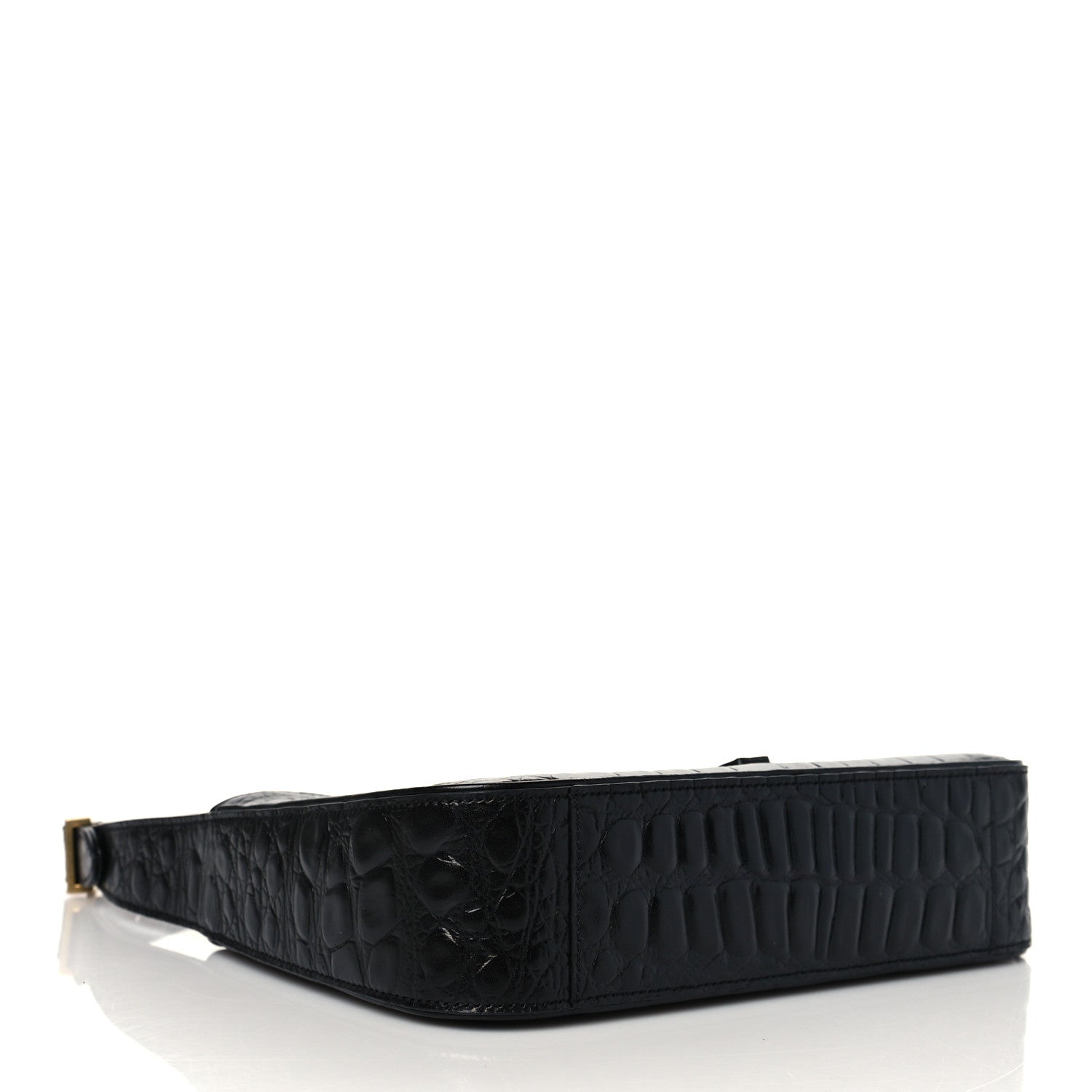 Saint Laurent Calfskin Crocodile Embossed Le 5 A 7 Hobo Black 4 of 10
