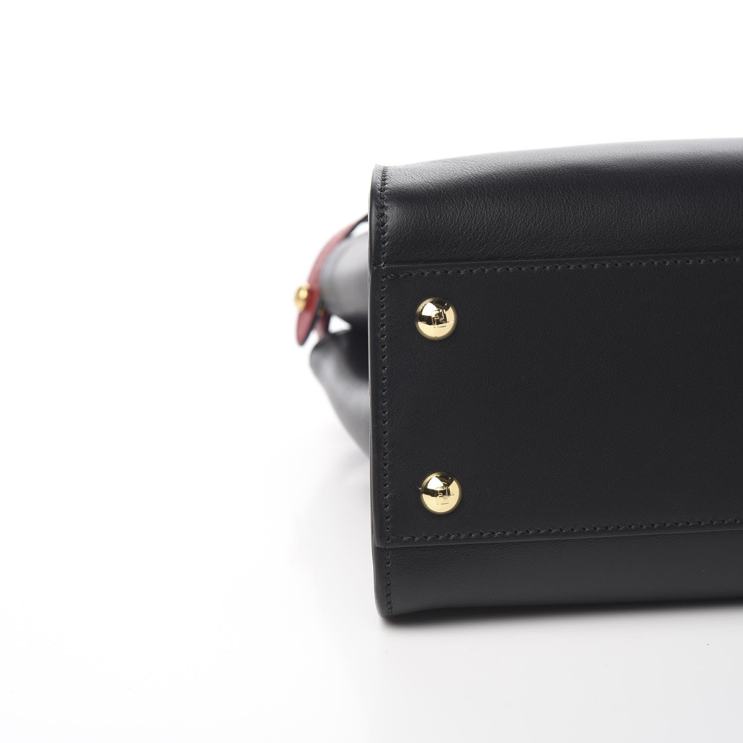 Fendi Vitello Seta Century Nappa Medium Peekaboo Iconic Defender Satchel Black Fragola Maya 9 of 12