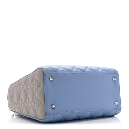 Christian Dior Lambskin Cannage Medium Bi-Color Lady Dior Blue Gray 4 of 10