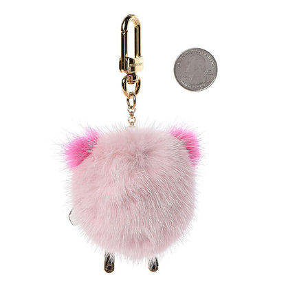 Louis Vuitton Calfskin Mink Fur Wild Puppet Bag Charm Key Holder Rose 2 of 4