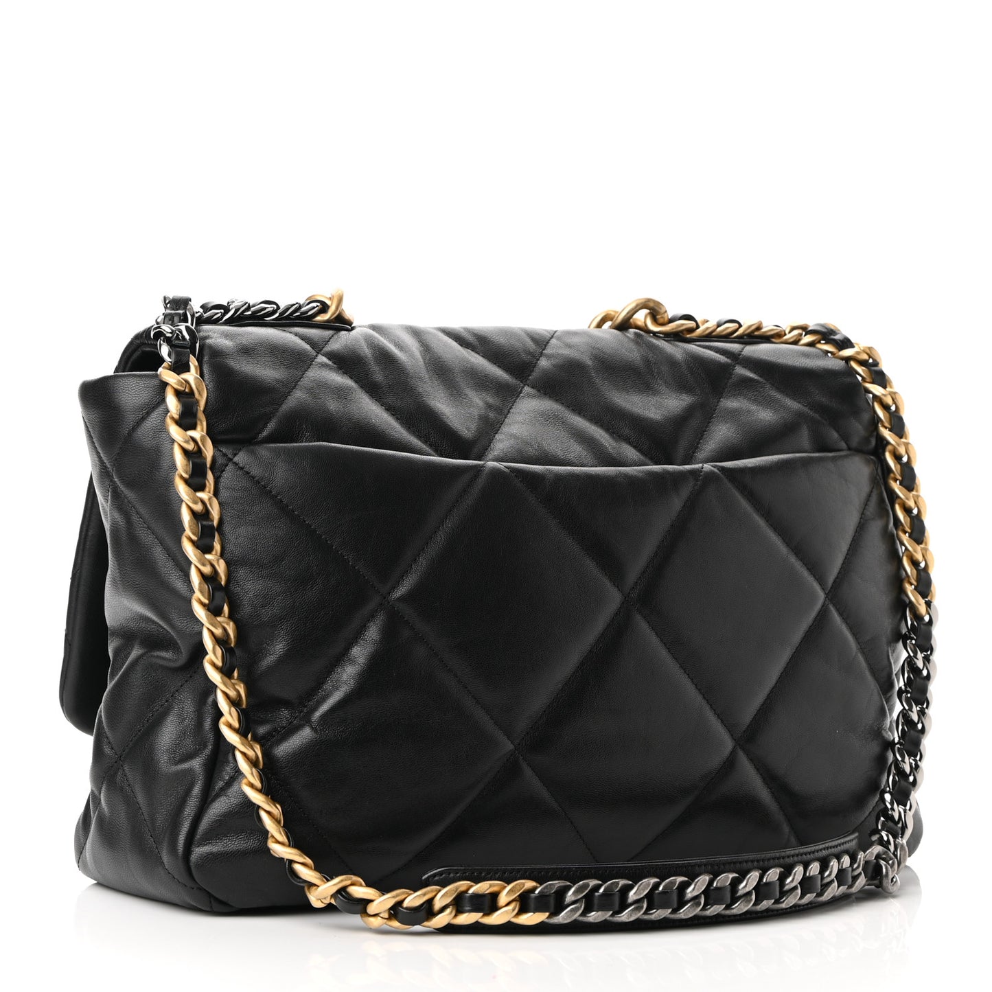 Goatskin Quilted Maxi Chanel 19 Flap Black