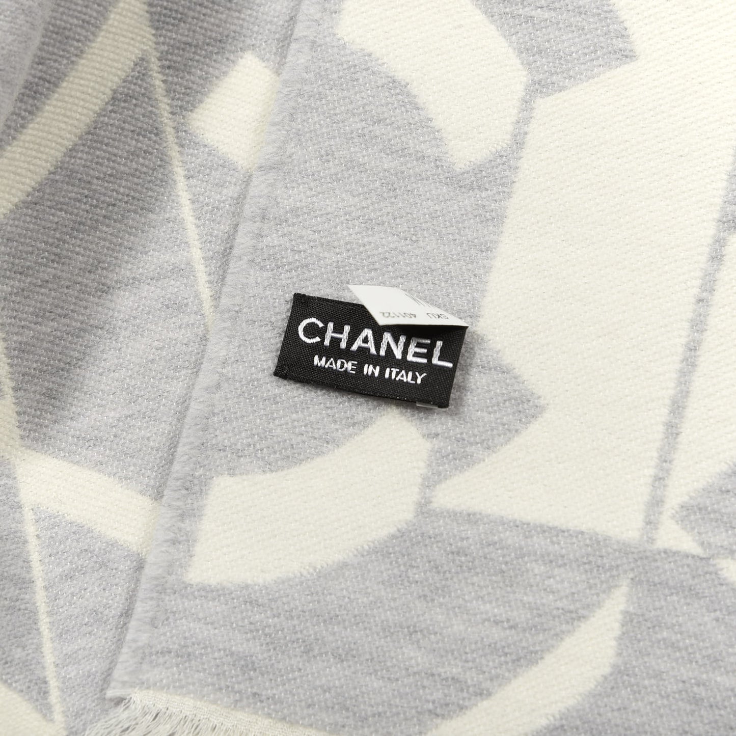 Wool Silk CC Scarf Grey Ivory