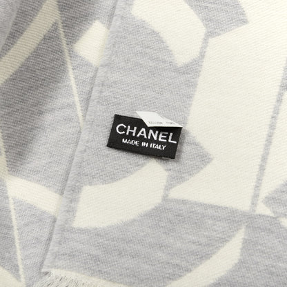 Chanel Wool Silk CC Scarf Grey Ivory 3 of 3