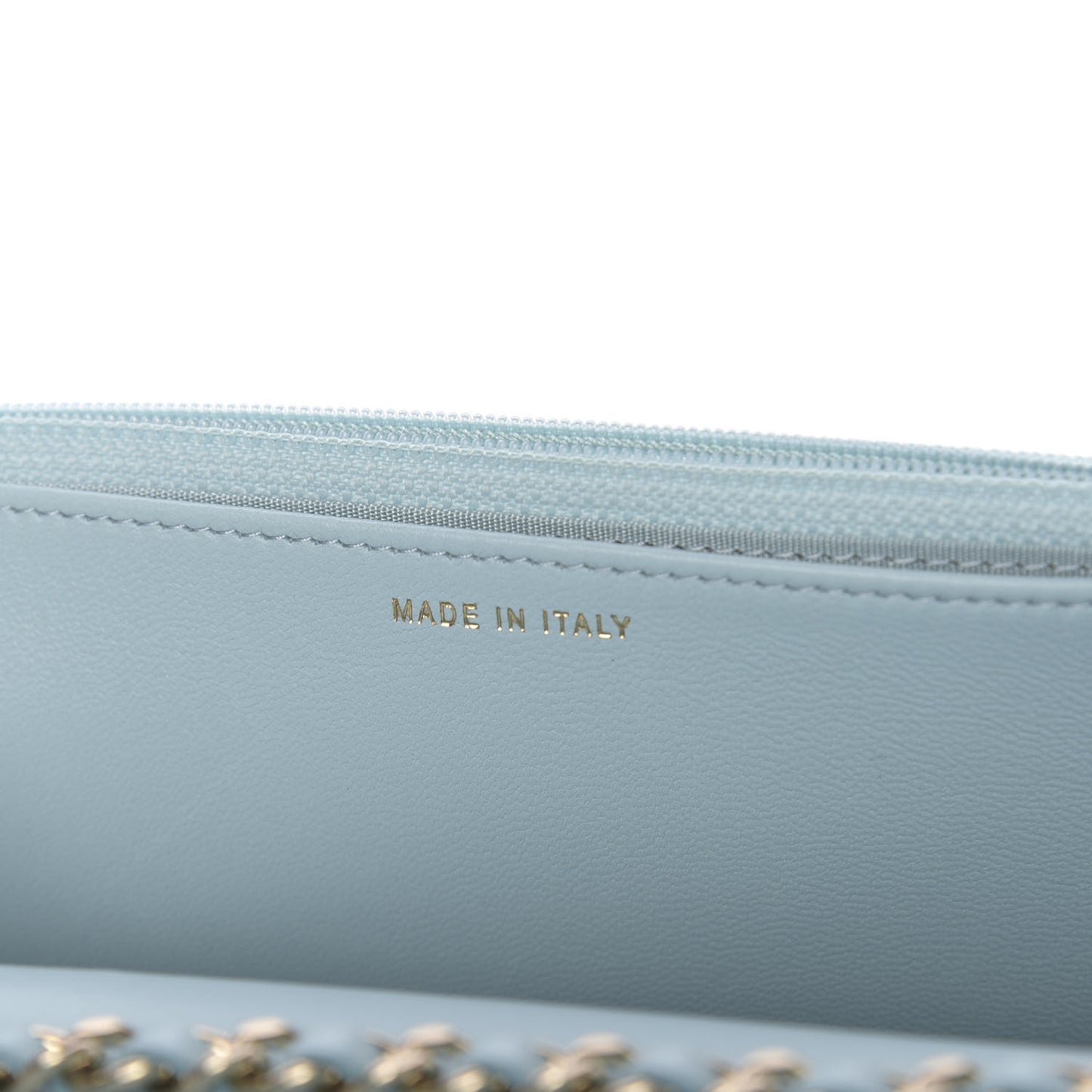 Lambskin Quilted Trendy CC Wallet On Chain WOC Light Blue