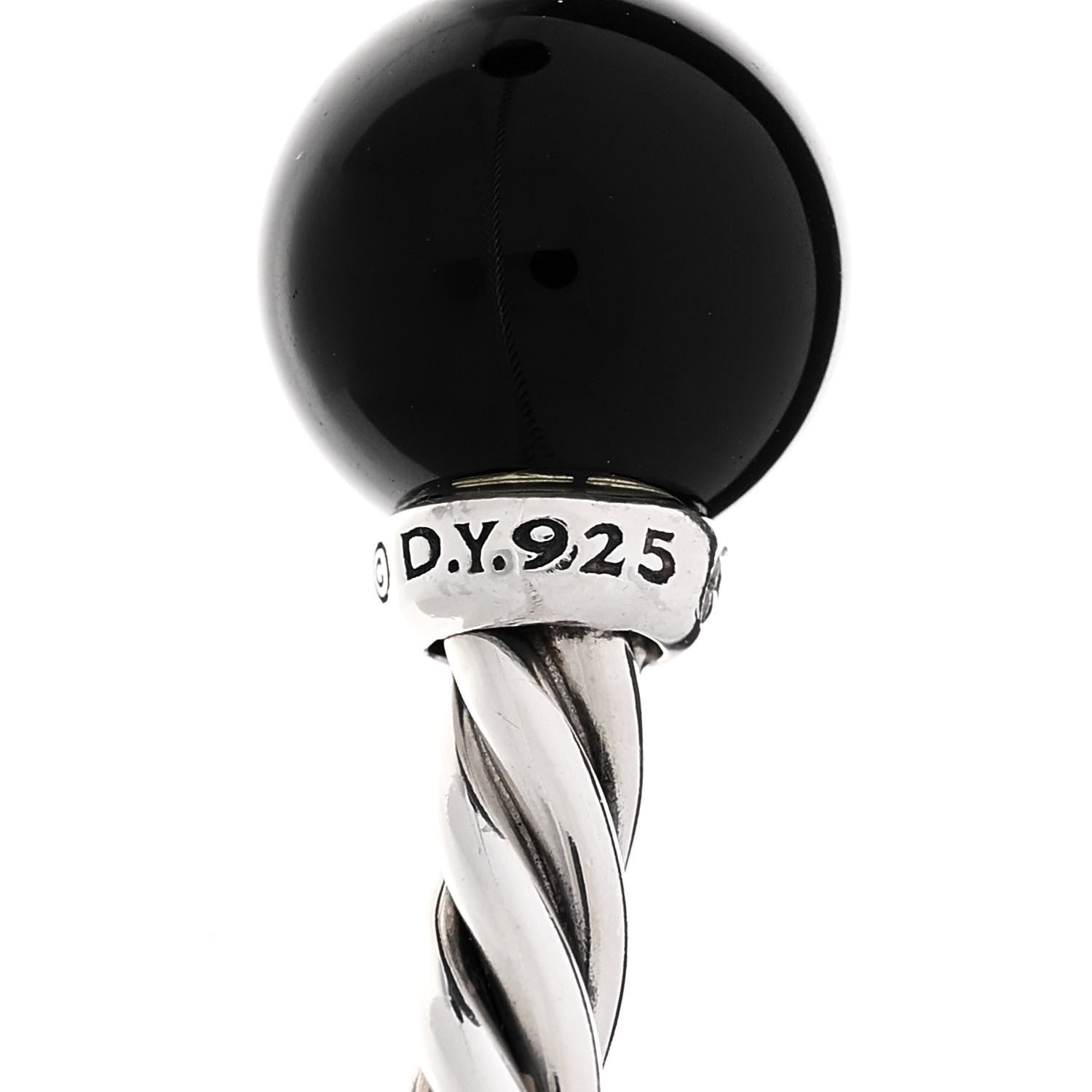 David Yurman Sterling Silver Diamond Onyx 9mm Solari Bracelet 3 of 5