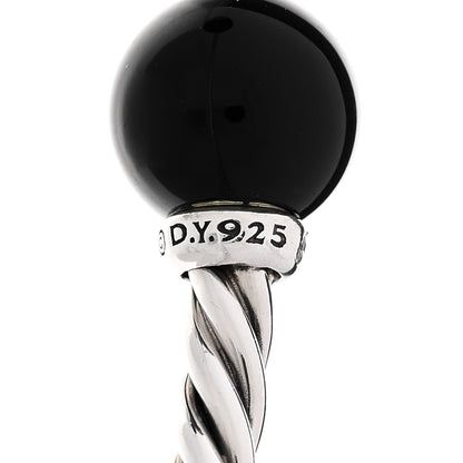 David Yurman Sterling Silver Diamond Onyx 9mm Solari Bracelet 3 of 5
