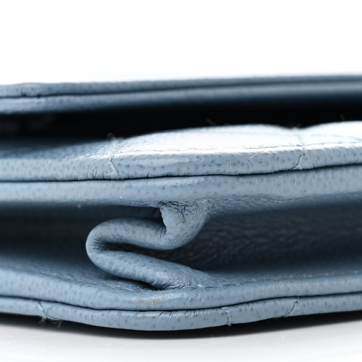 Chanel Grained Calfskin Quilted CC Box Wallet On Chain WOC Blue 10 of 14