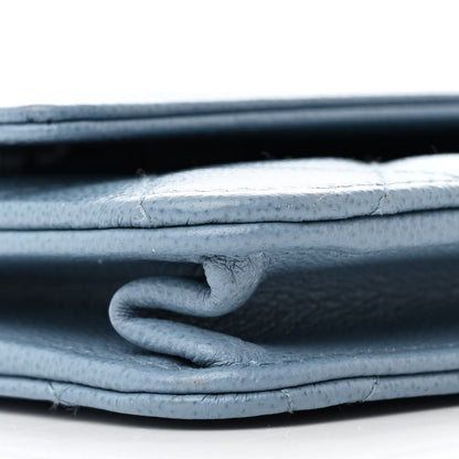 Chanel Grained Calfskin Quilted CC Box Wallet On Chain WOC Blue 10 of 14