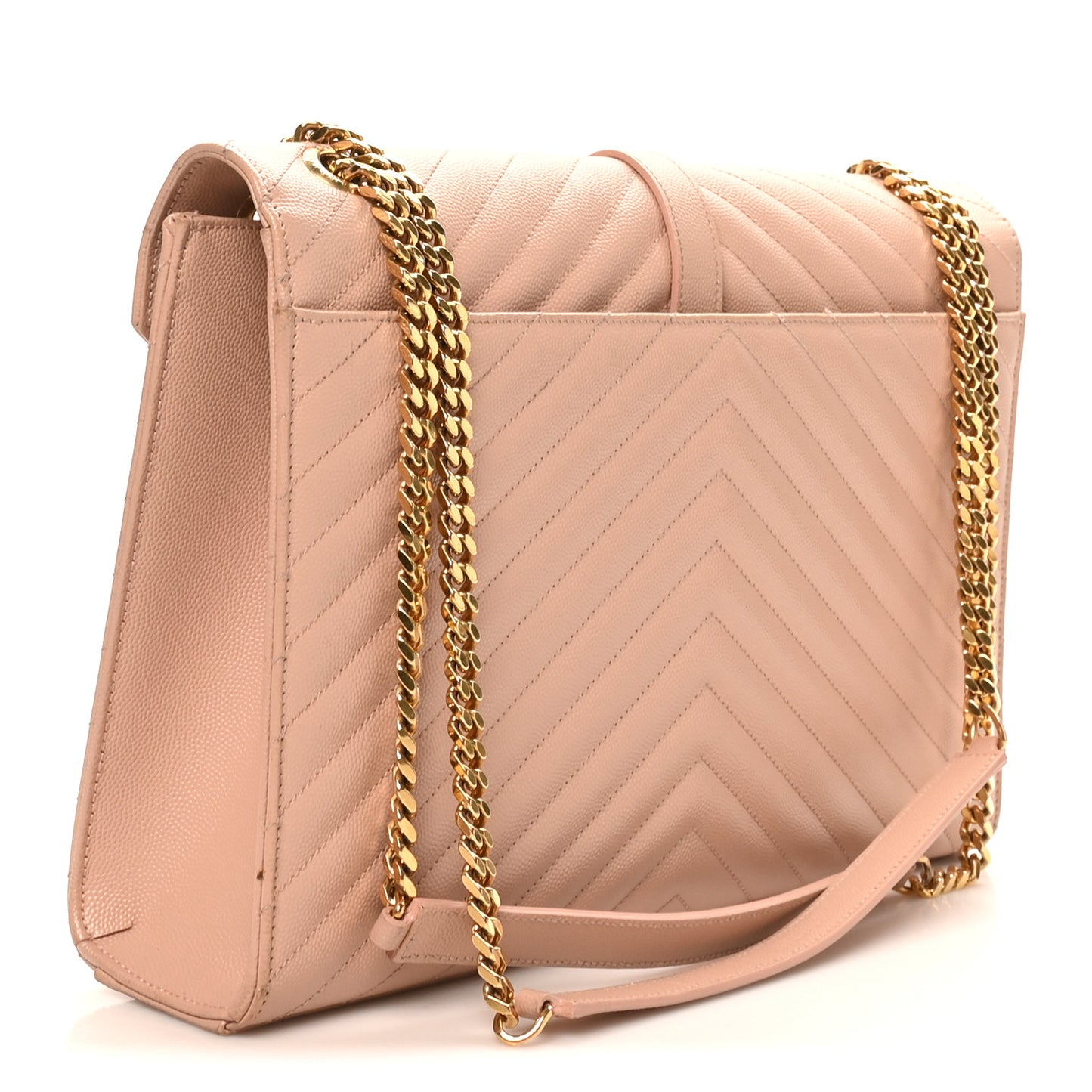 Grain De Poudre Matelasse Chevron Large Monogram Satchel Pale Pink