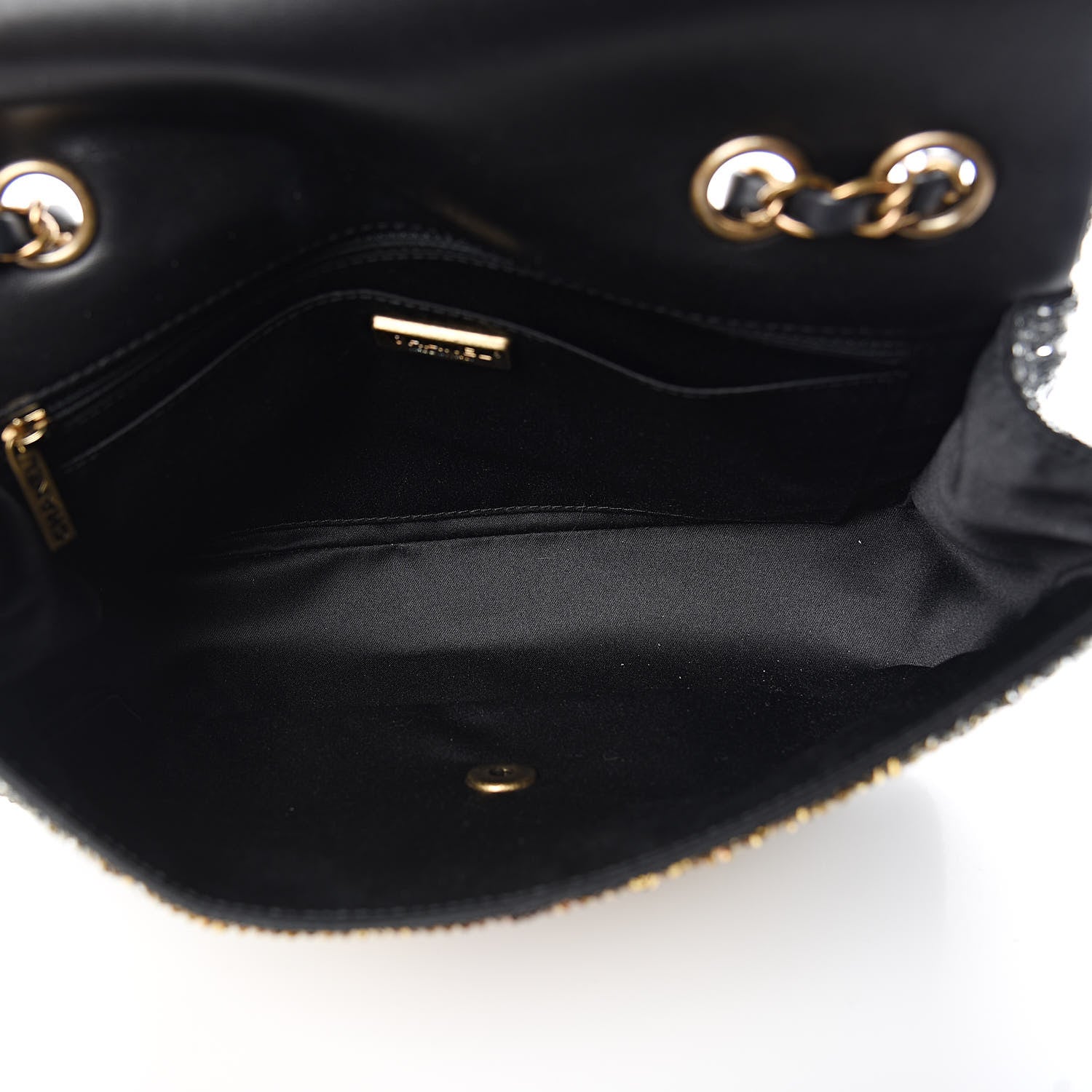 Chanel Sequin Medium Single Flap Silver Gold 5 of 10