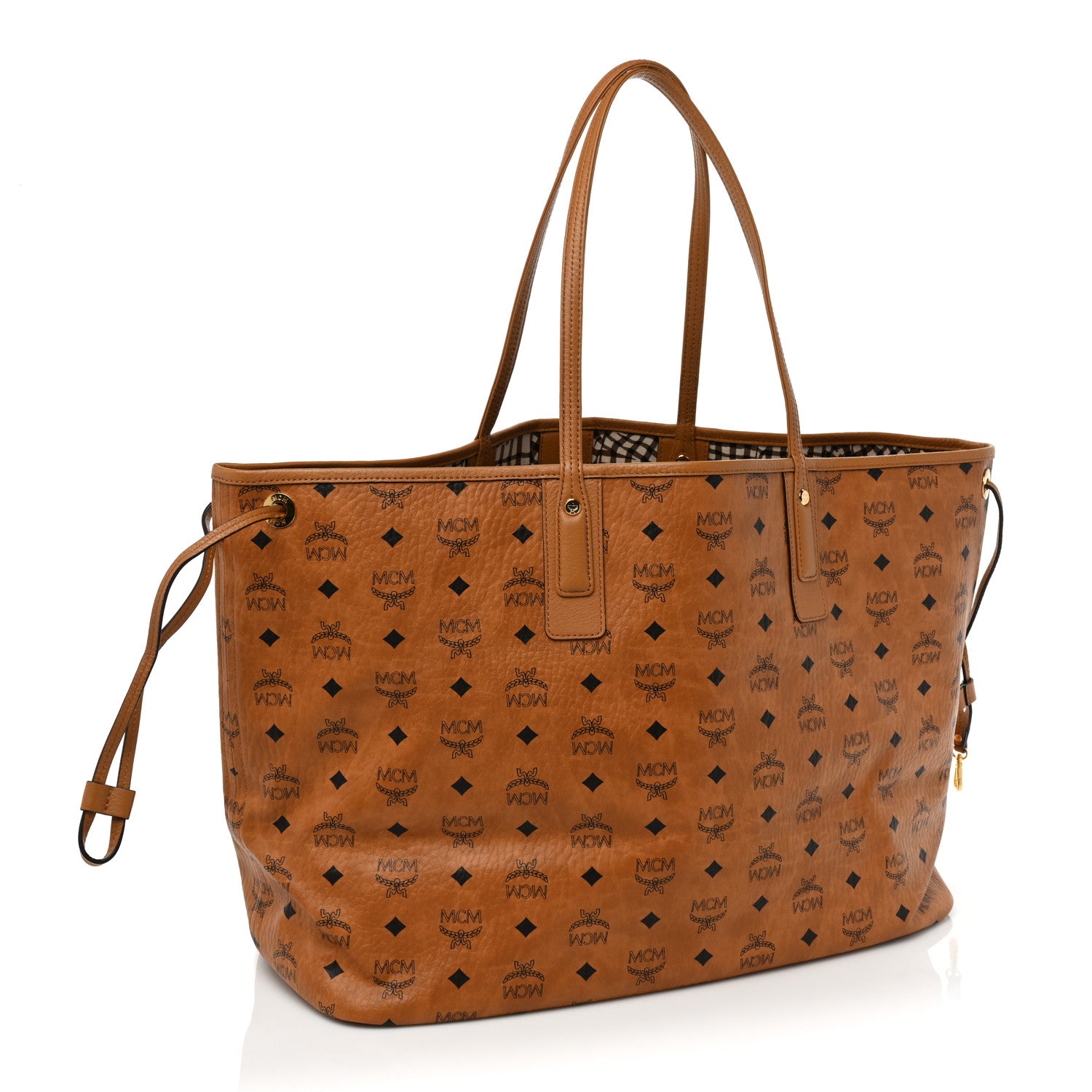 MCM Visetos Large Liz Reversible Shopper Tote Cognac 5 of 12