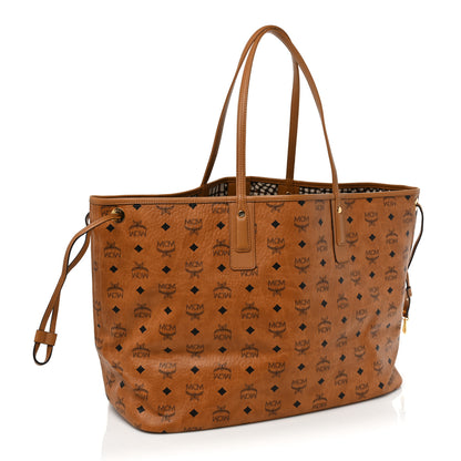 MCM Visetos Large Liz Reversible Shopper Tote Cognac 5 of 12
