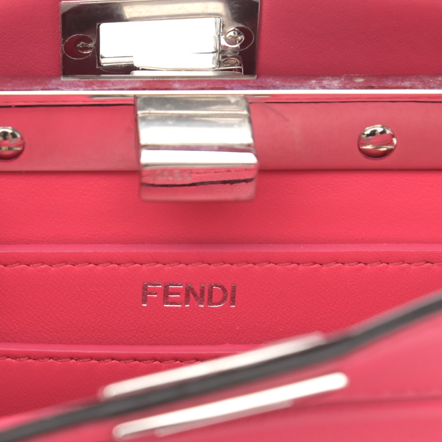 Fendi Shiny Nappa Petite Peekaboo I SEE U Satchel Lampone 6 of 14