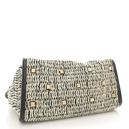 Salvatore Ferragamo Raffia Large Studio Bag Black White 4 of 11