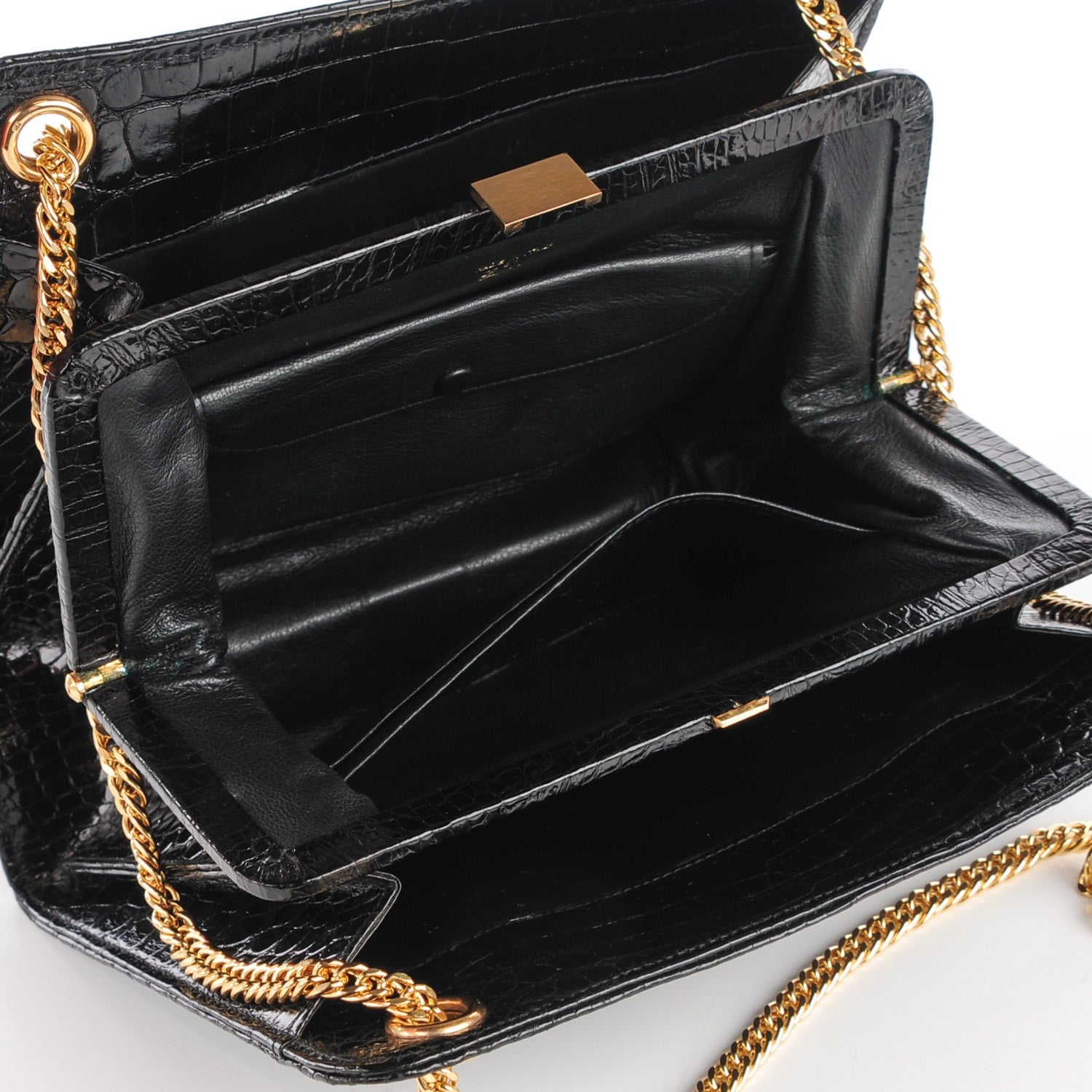 Gucci Shiny Crocodile Chain Tote Black 6 of 6