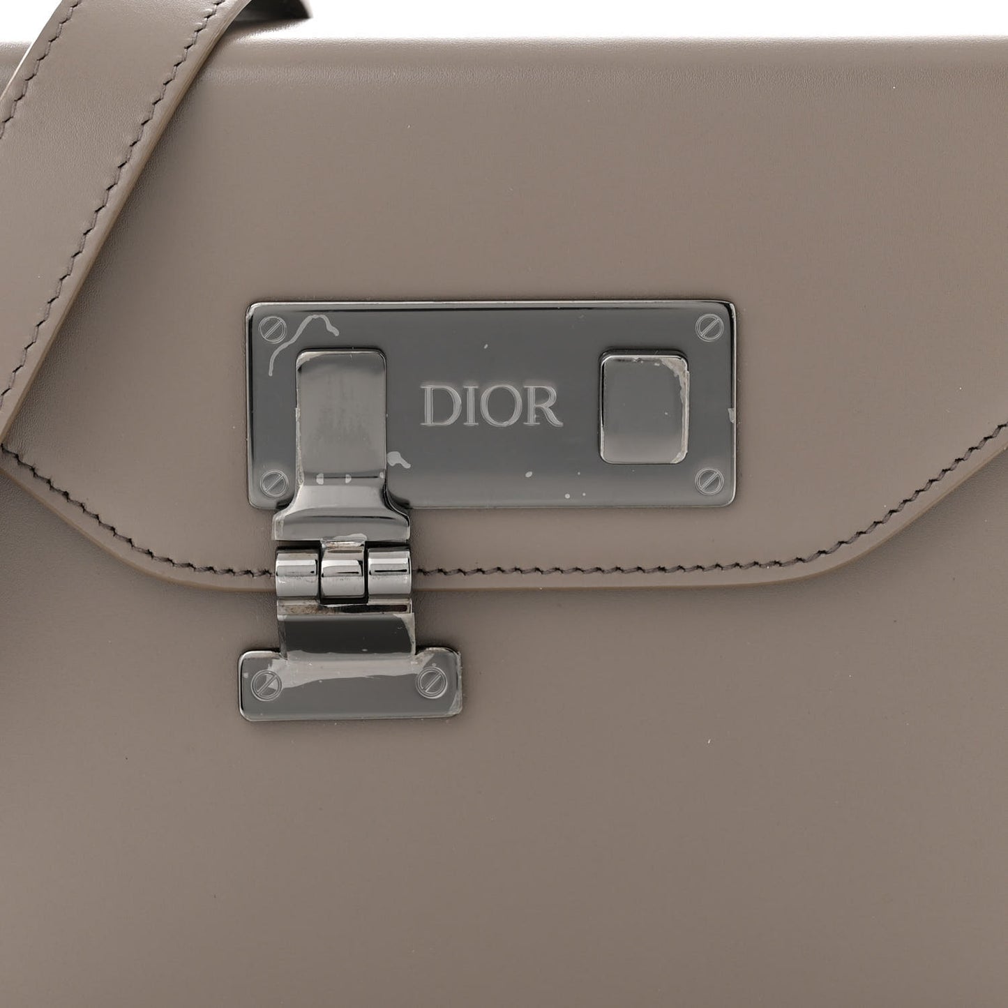 Smooth Calfskin Lock Messenger Bag Beige
