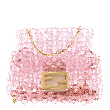 Fendi Enamel Vitello King Beaded Pico Baguette Charm Pink 1 of 10