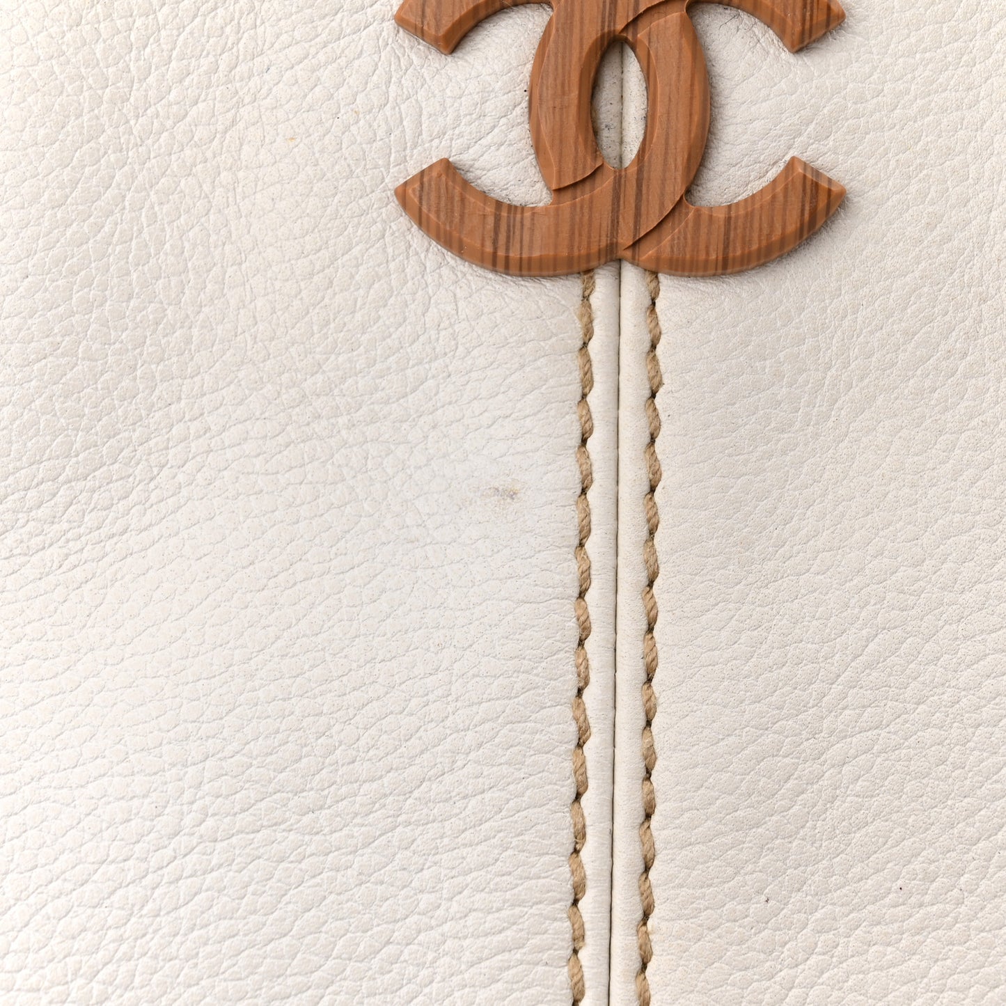 Calfskin Wood Chain Tote White