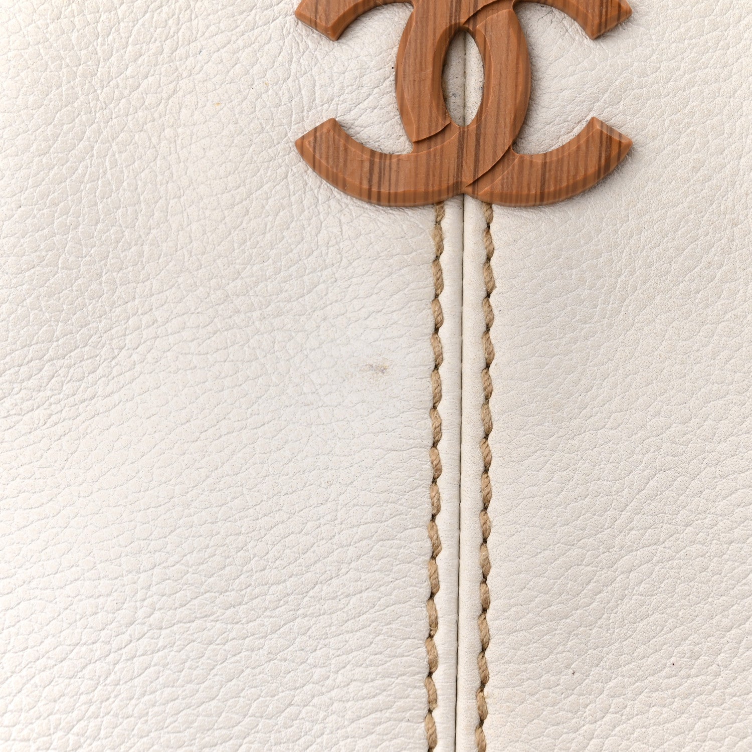 Chanel Calfskin Wood Chain Tote White 12 of 14