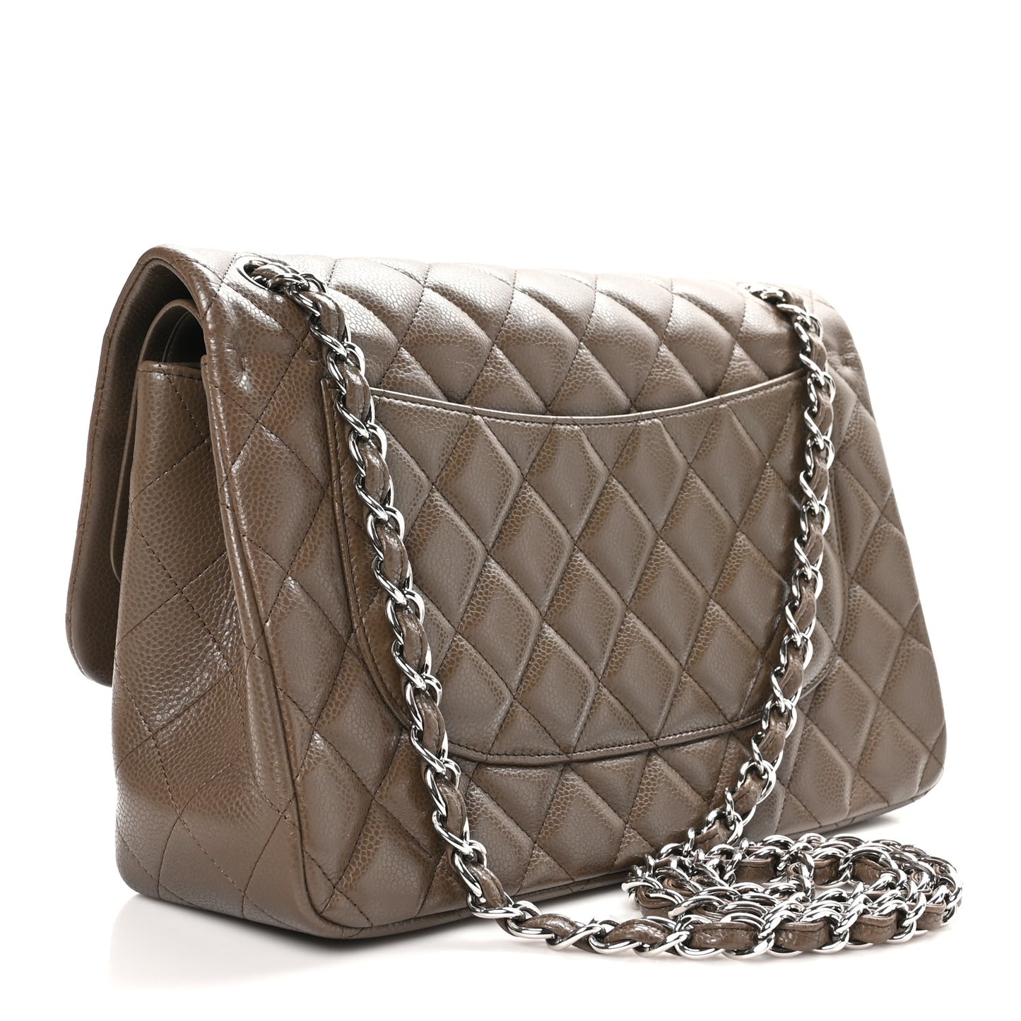 Caviar Quilted Jumbo Double Flap Brown