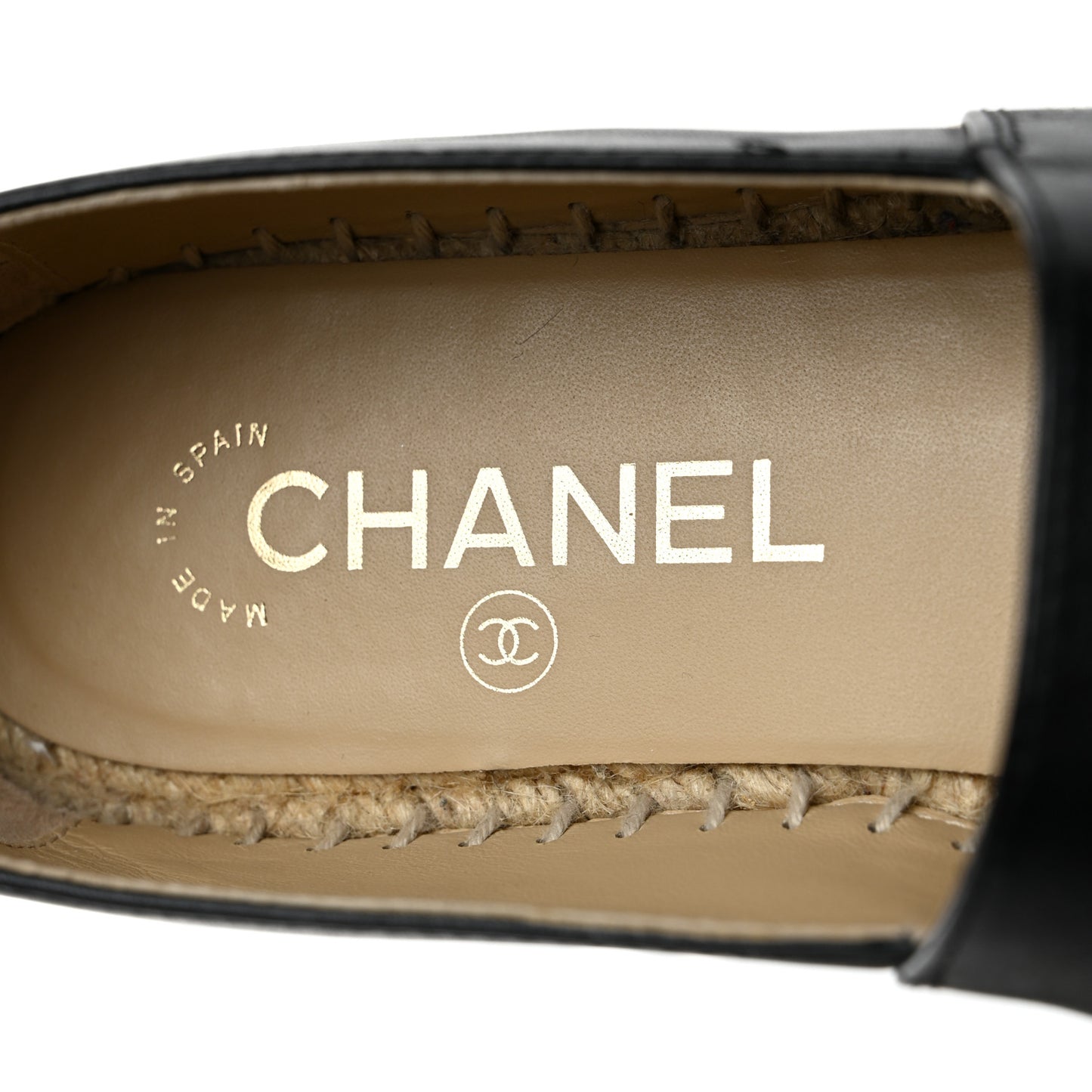 Calfskin Chain CC Espadrilles 37 Black