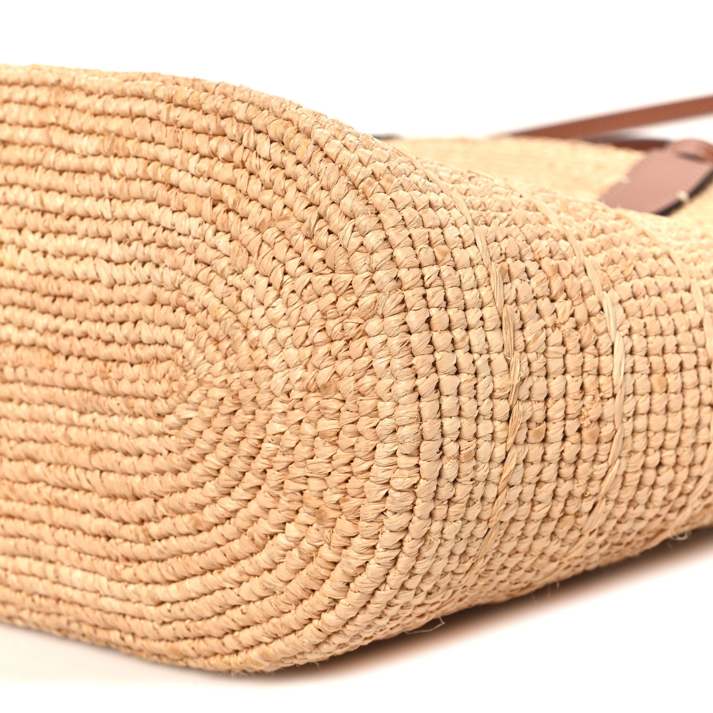 Raffia Calfskin Triomphe Teen Panier Tan