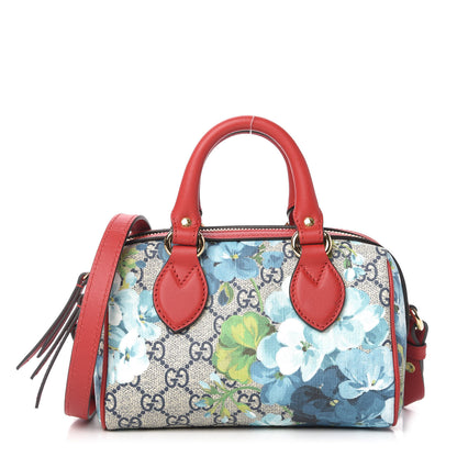 Gucci GG Supreme Monogram Blooms Mini Boston Navy Blue Hibiscus 1 of 10