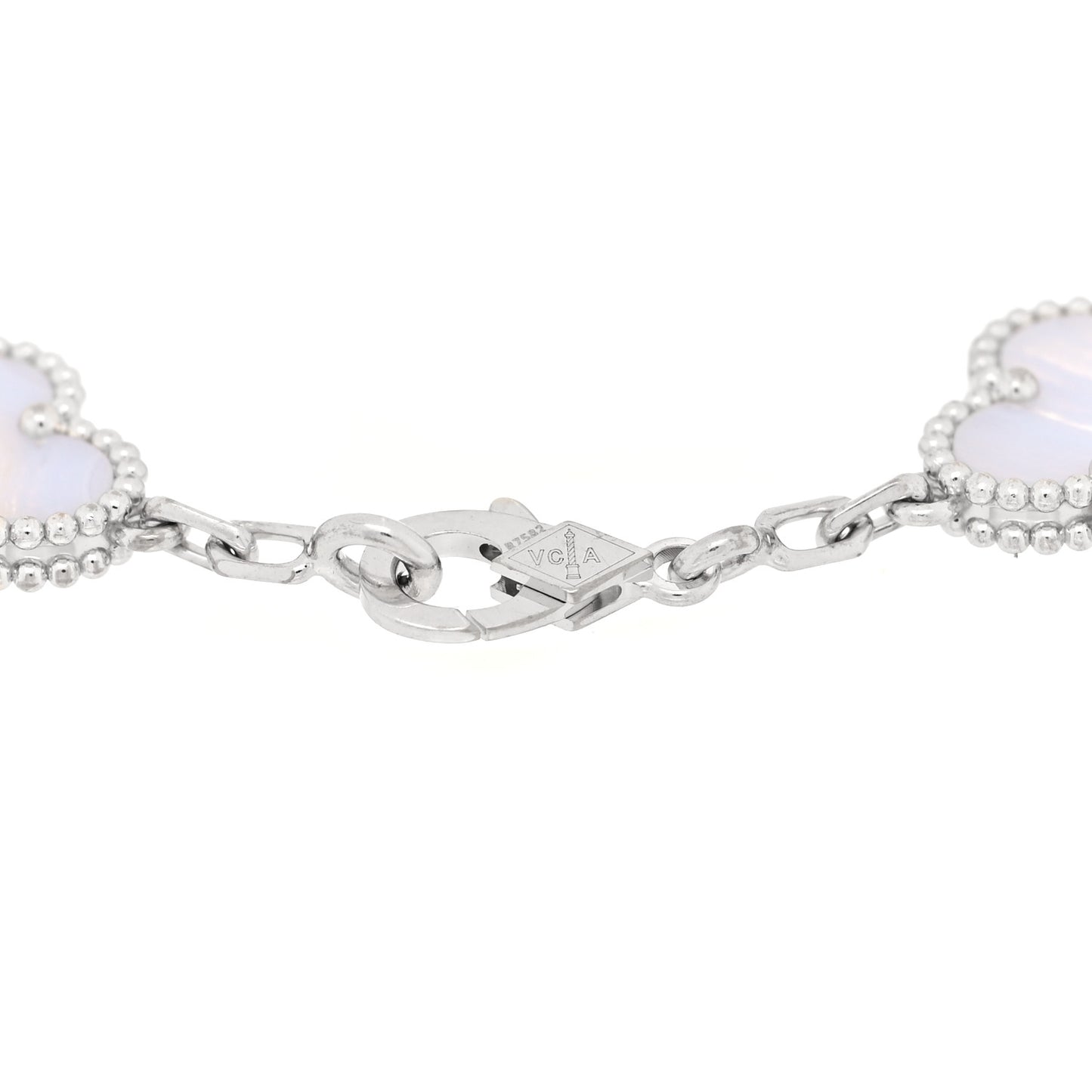 18K White Gold Chalcedony 5 Motifs Vintage Alhambra Bracelet