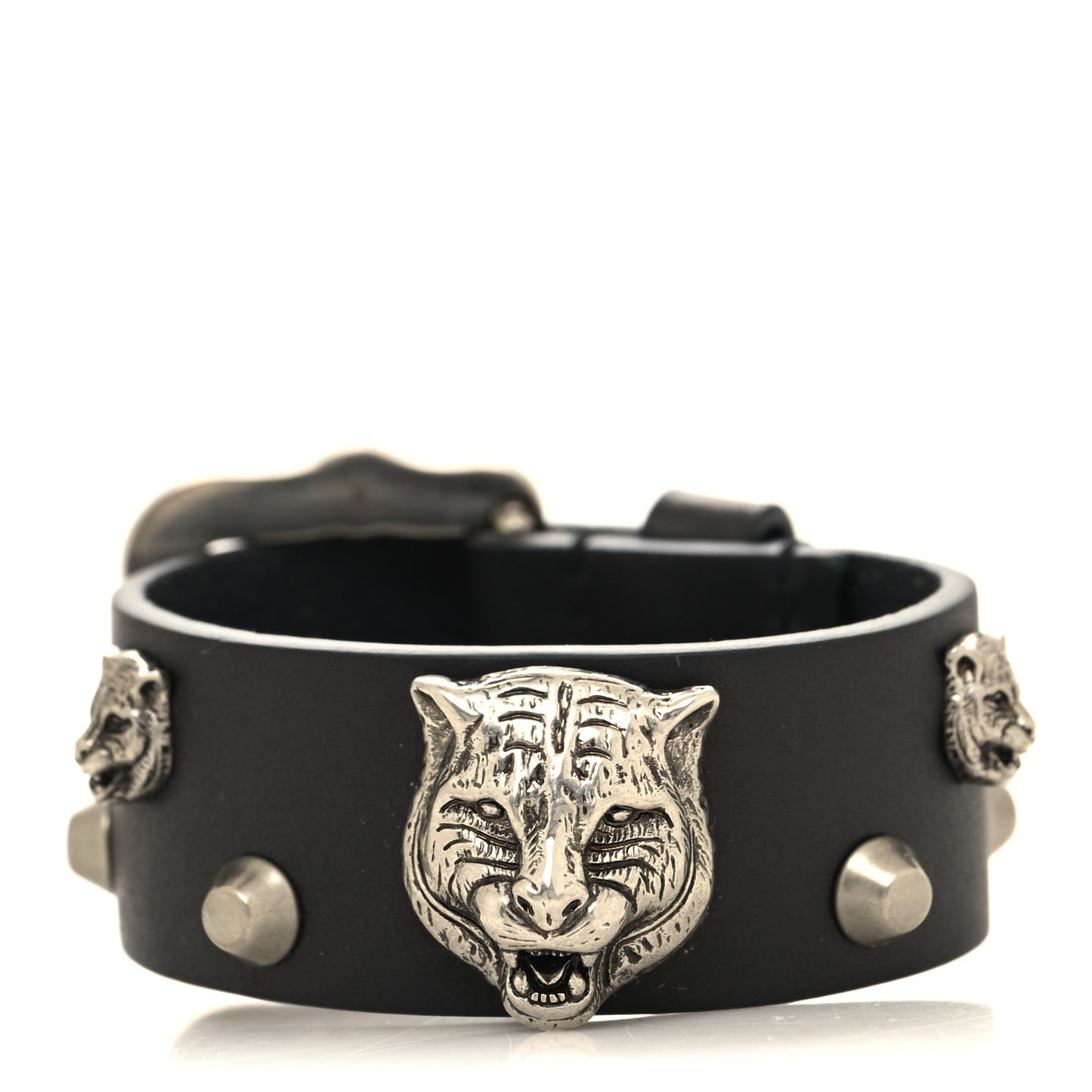 Calfskin Feline Heads Bracelet Black