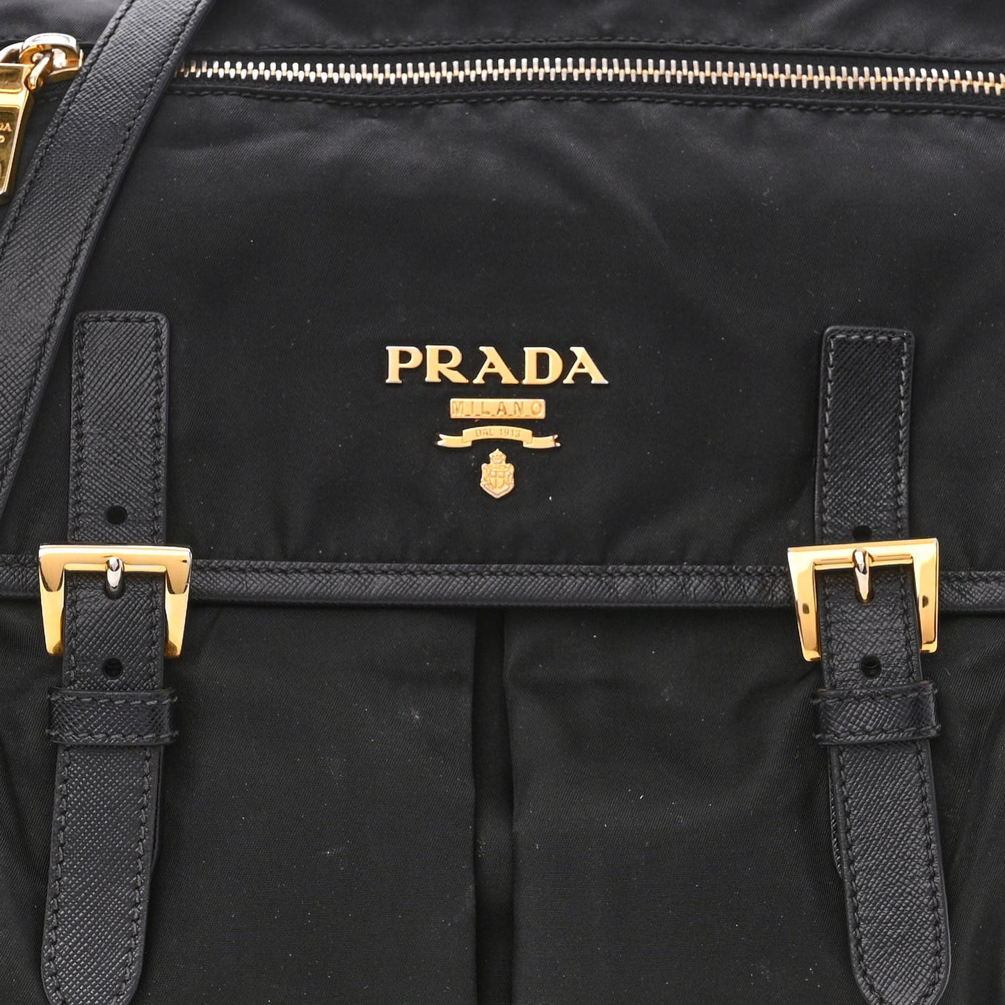 Tessuto Nylon Saffiano Messenger Bag Black