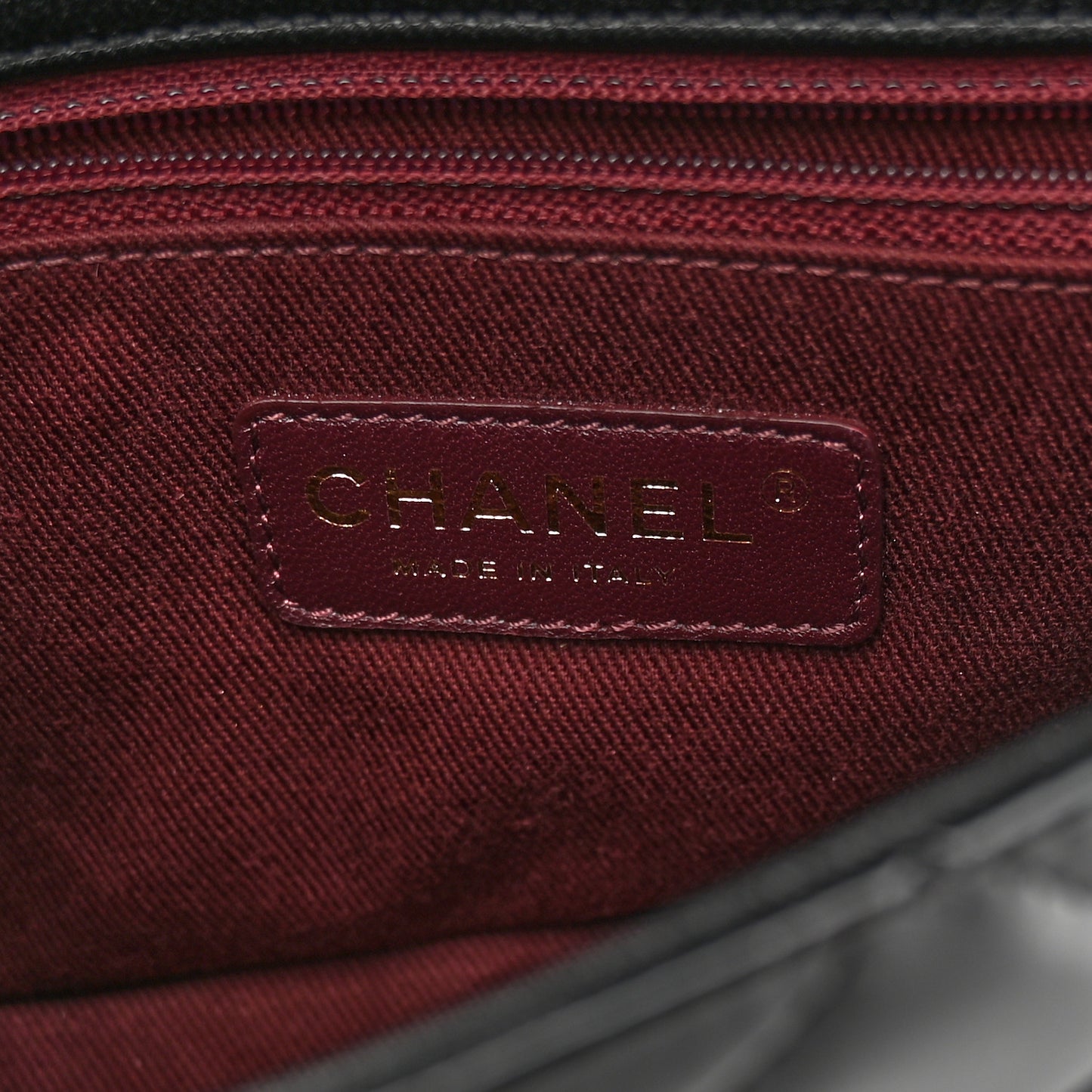 Patent Goatskin Quilted Small CC Eyelet Flap Black