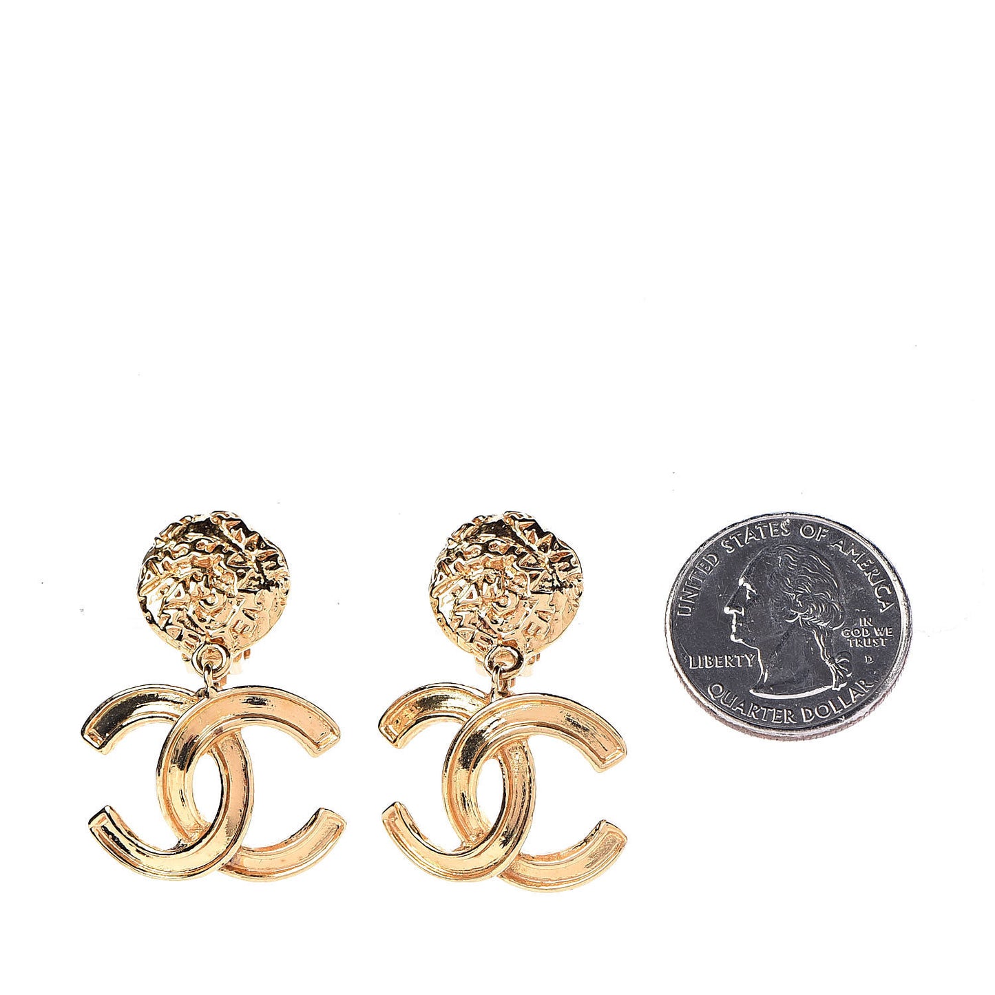 CC Drop Clip On Earrings Gold