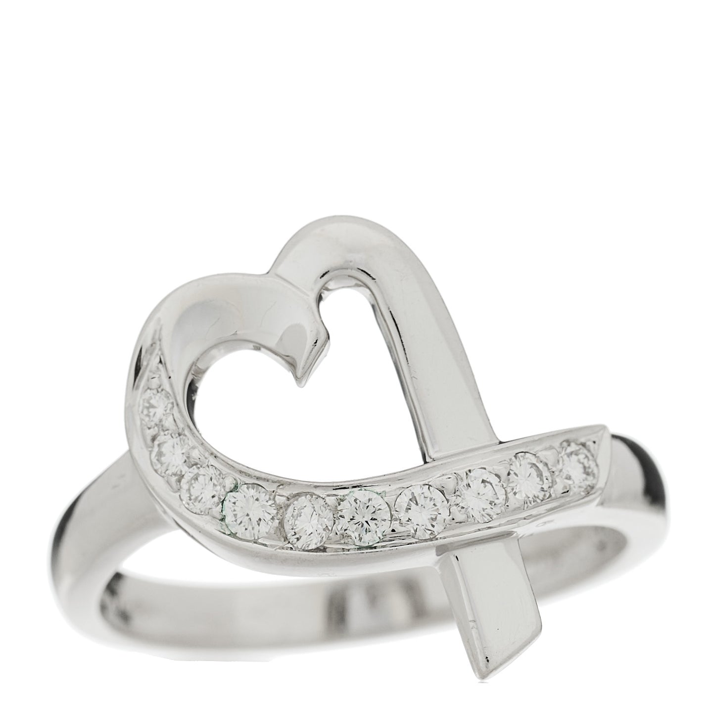 18K White Gold Diamond Paloma Picasso Loving Heart Ring 50 5.5