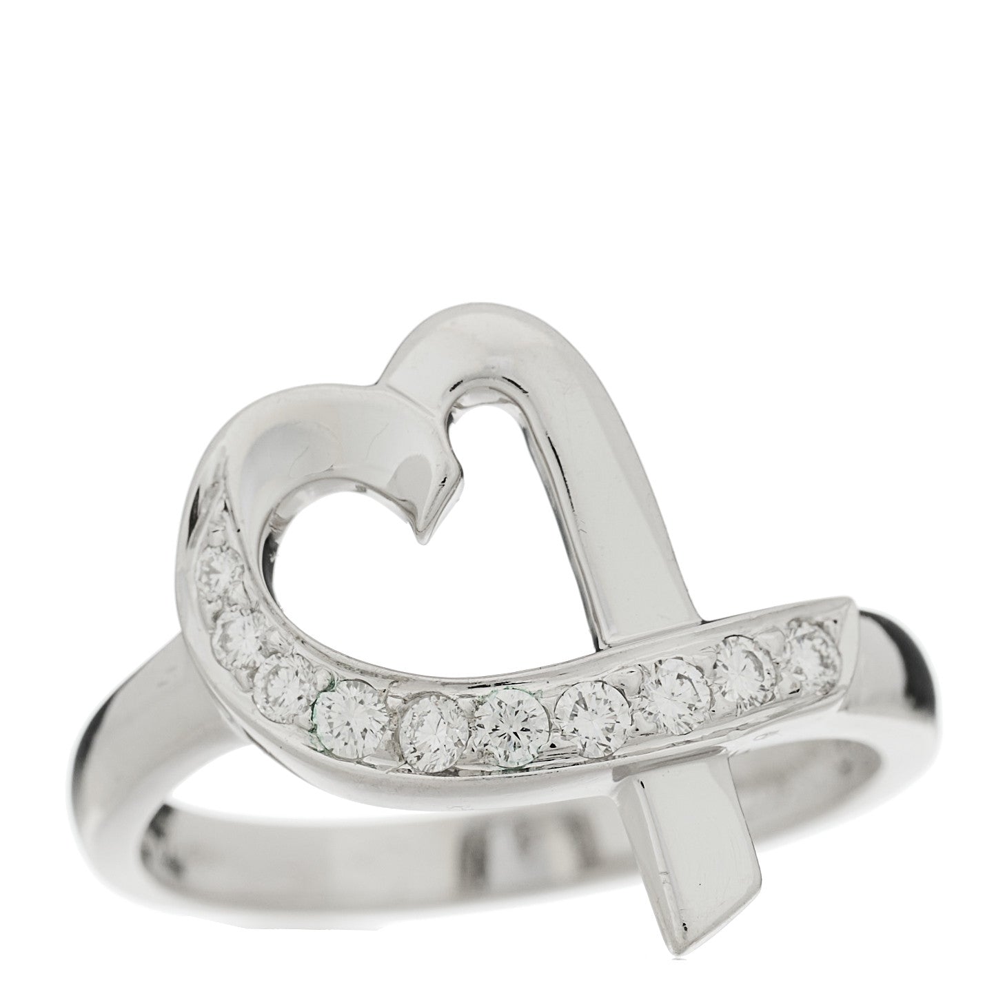 Tiffany 18K White Gold Diamond Paloma Picasso Loving Heart Ring 50 5.5 1 of 5