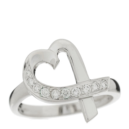 Tiffany 18K White Gold Diamond Paloma Picasso Loving Heart Ring 50 5.5 1 of 5